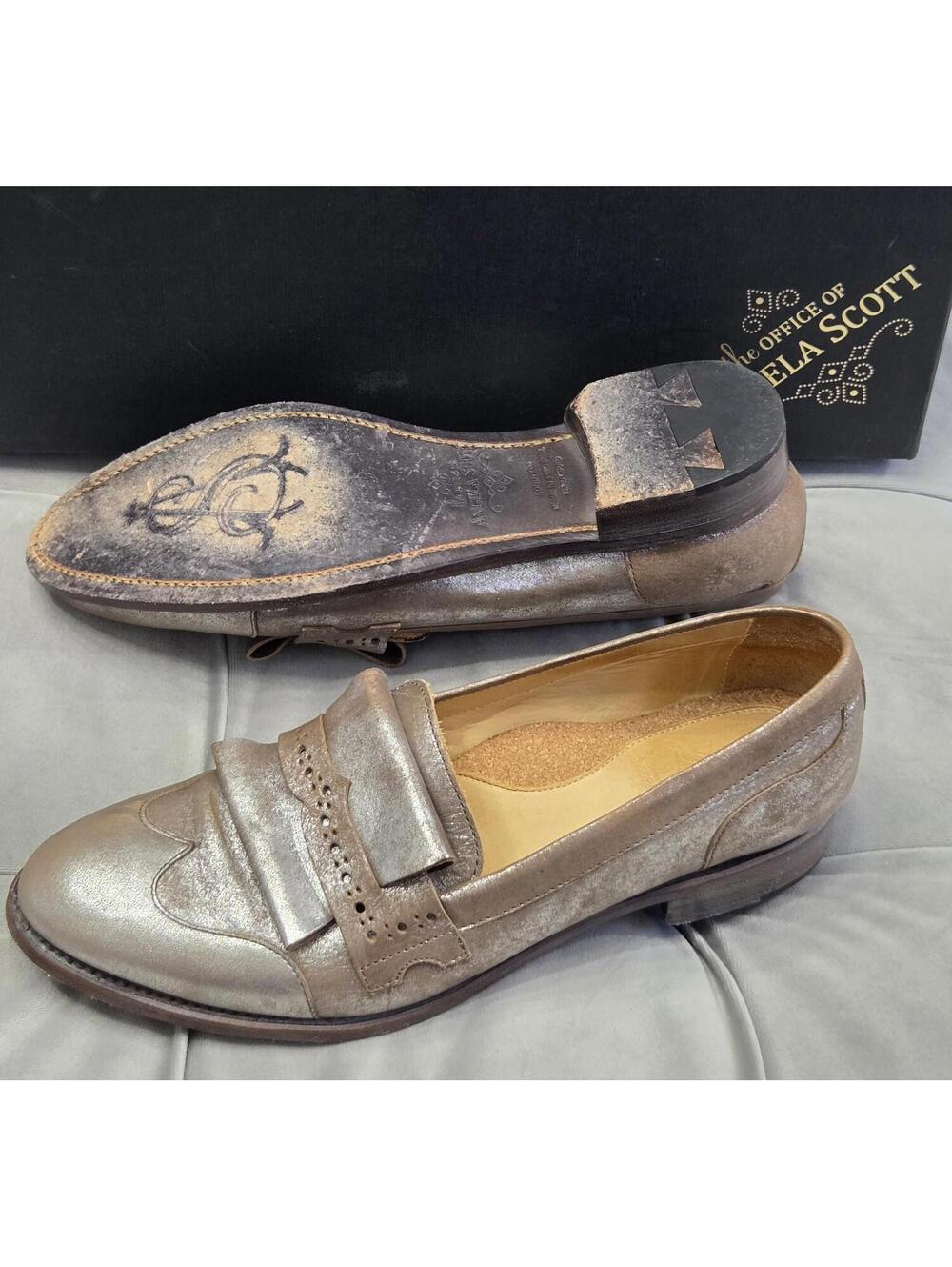 The Office Of Angela Scott Mr Dickey Metallic Brown Loafer Womens Shoes 37.5 7.5 - Picture 14 of 16